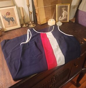 Navy, Red, and White Dress